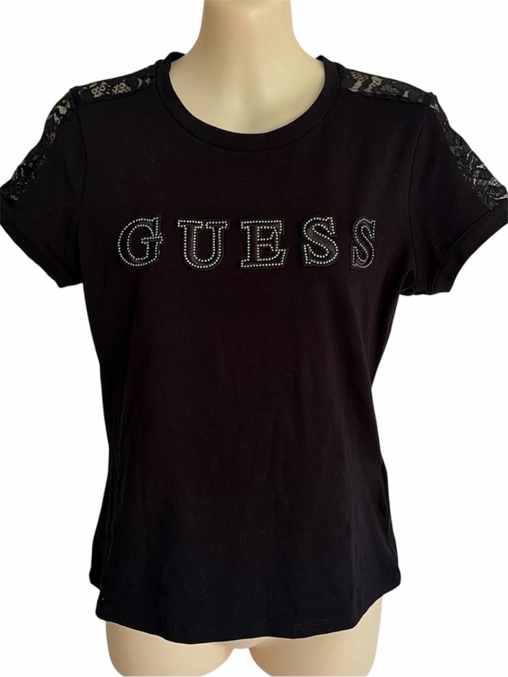 NWT GUESS Rhinestones Dayze Lace Crew (SMALL) MEDIUM